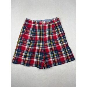 Bugle Boy Shorts Womens 10 Plaid Pleated High Rise Vintage